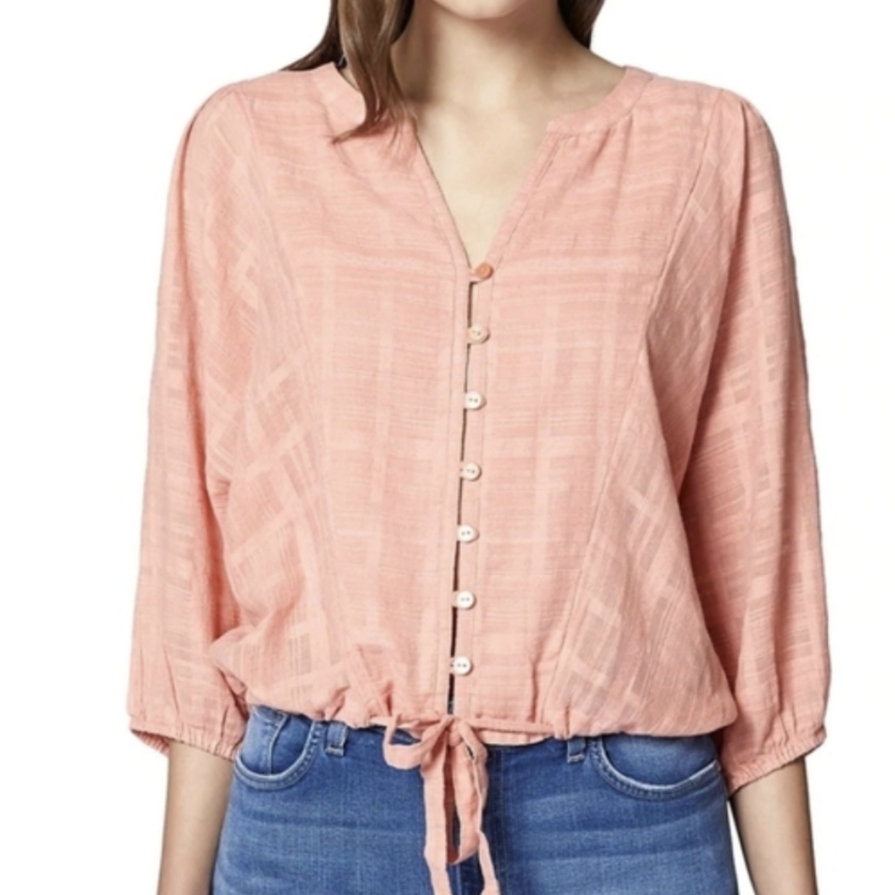 Anthropologie Sanctuary Pink Tie Front Blouse